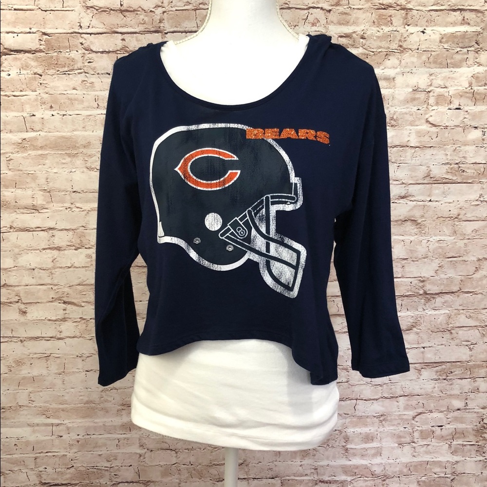 NFL Chicago Bears Girls Hooded Shirt Size 16/18 Built-In Tank Navy Blue White 🆕